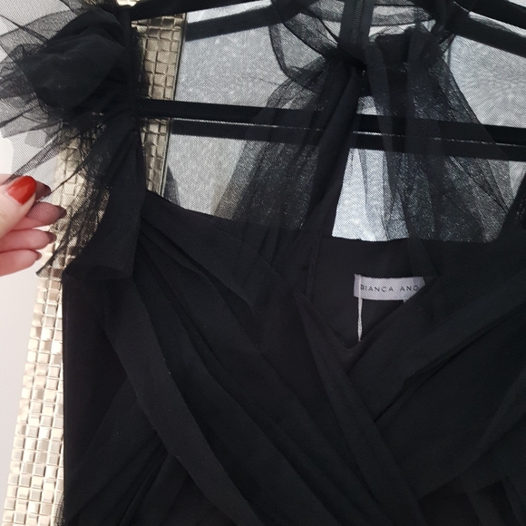 NWT Bianca and Bridgett "Jade" Elegant Midi Black Dress with Tulle Detail - Picture 7 of 16